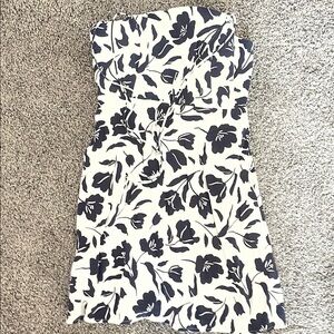 Floral Blue and White Tie Spaghetti Strap  Dress